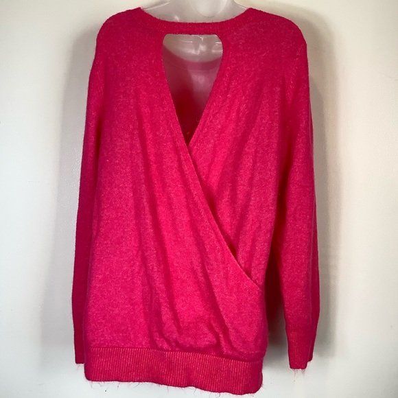 Loft Womens Pink Criss-Cross back Soft Life Feminine Sweater XLarge - Picture 2 of 9